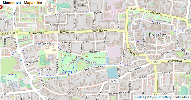 Mánesova - mapa ulice