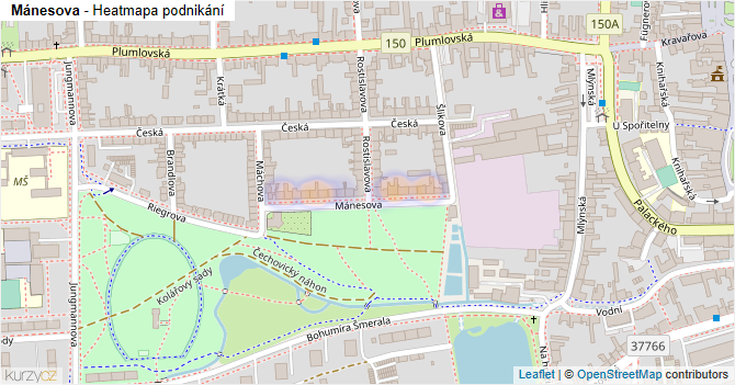 Mánesova - mapa podnikání