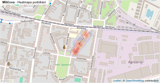 Milíčova - mapa podnikání