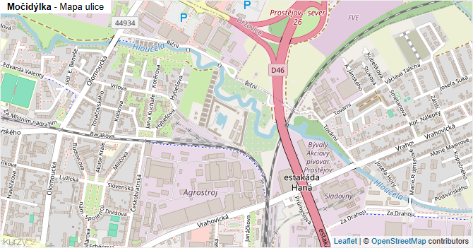 Močidýlka - mapa ulice