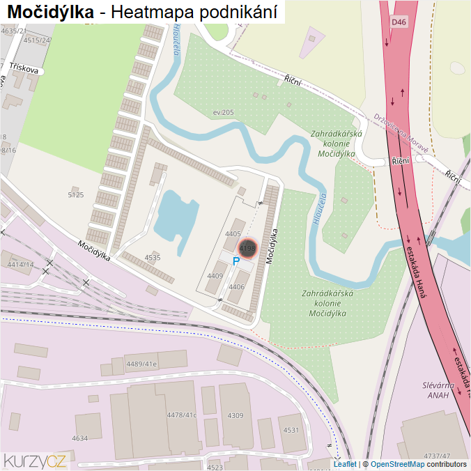 Mapa Močidýlka - Firmy v ulici.