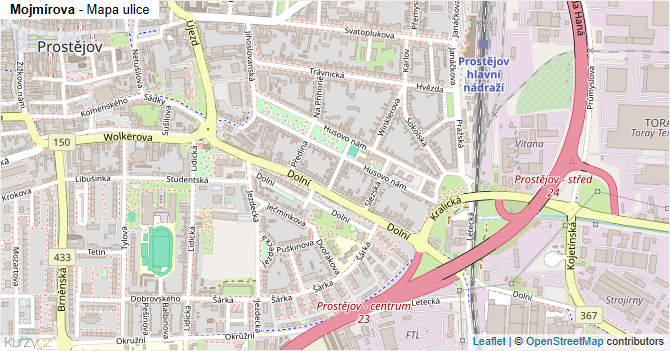 Mojmírova - mapa ulice