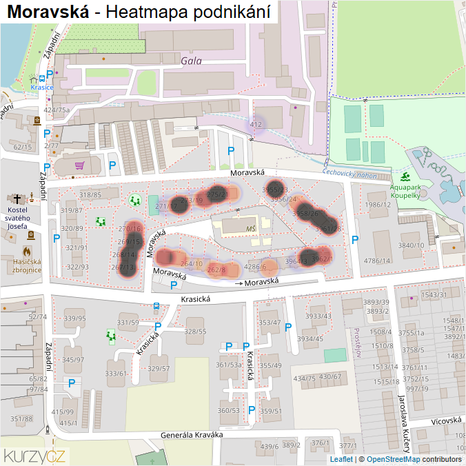 Mapa Moravská - Firmy v ulici.