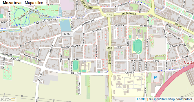 Mozartova - mapa ulice