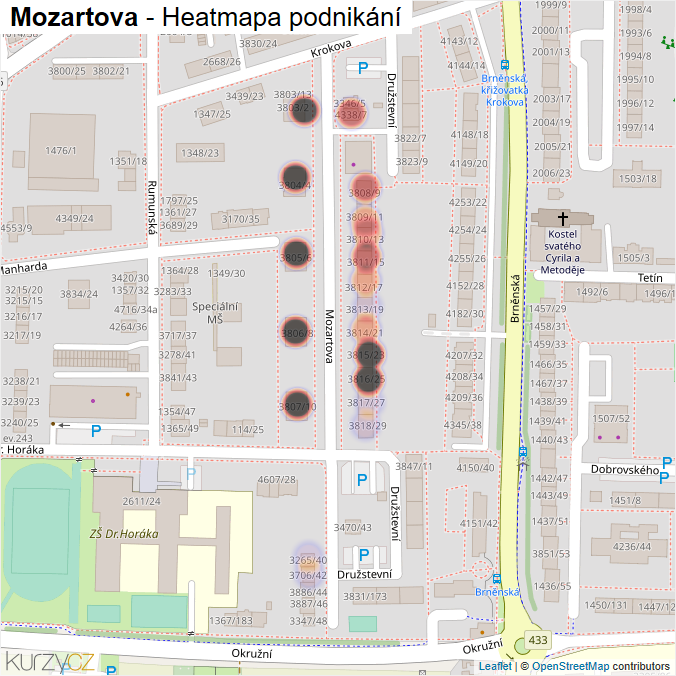 Mapa Mozartova - Firmy v ulici.