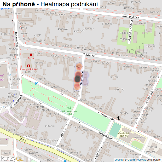 Mapa Na příhoně - Firmy v ulici.