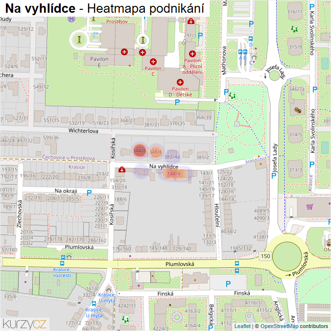 Mapa Na vyhlídce - Firmy v ulici.