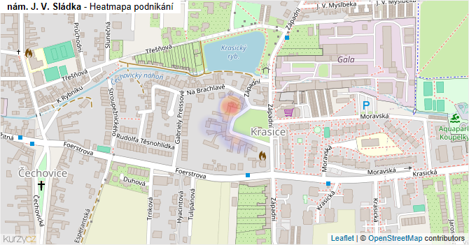 nám. J. V. Sládka - mapa podnikání
