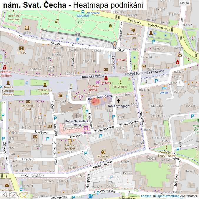 Mapa nám. Svat. Čecha - Firmy v ulici.