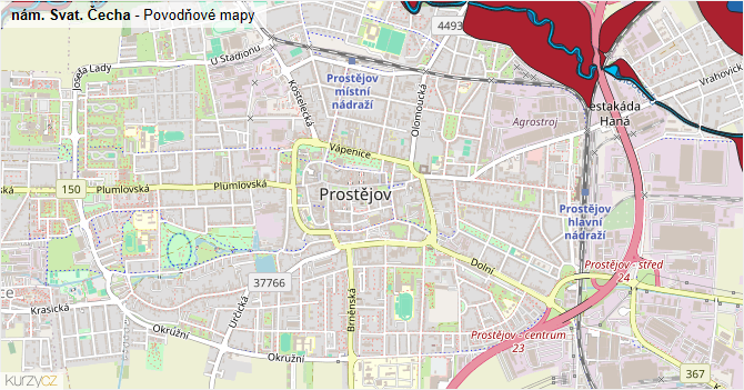 nám. Svat. Čecha - záplavové mapy stoleté vody