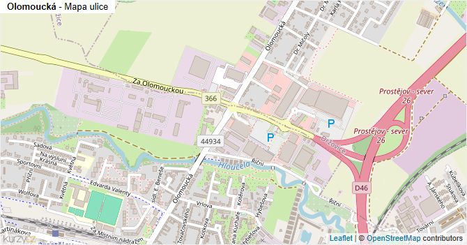 Olomoucká - mapa ulice