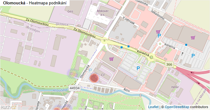 Olomoucká - mapa podnikání