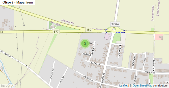 Olšová - mapa firem