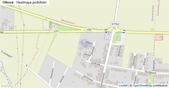 Olšová - mapa podnikání