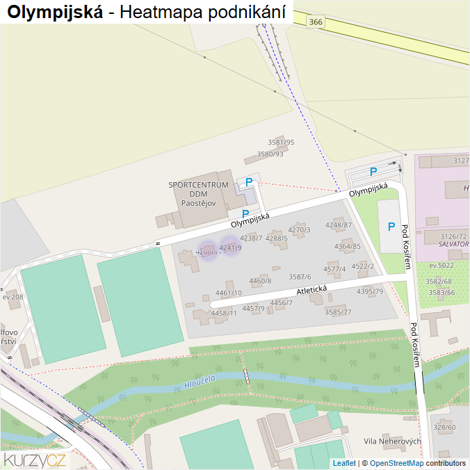 Mapa Olympijská - Firmy v ulici.