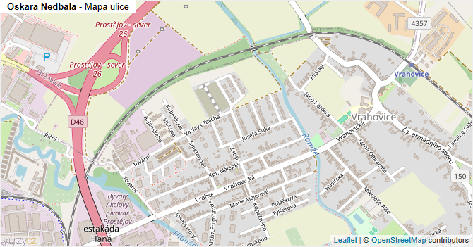 Oskara Nedbala - mapa ulice