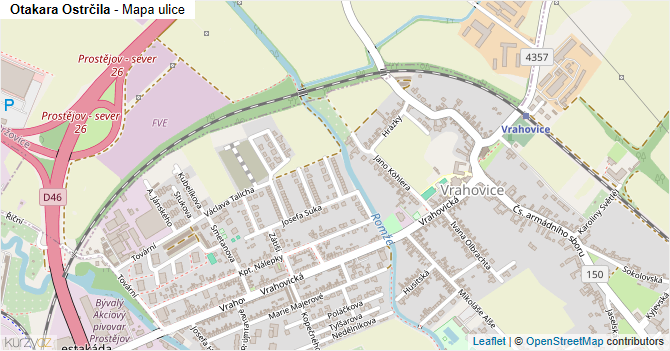 Otakara Ostrčila - mapa ulice