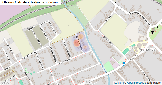 Otakara Ostrčila - mapa podnikání