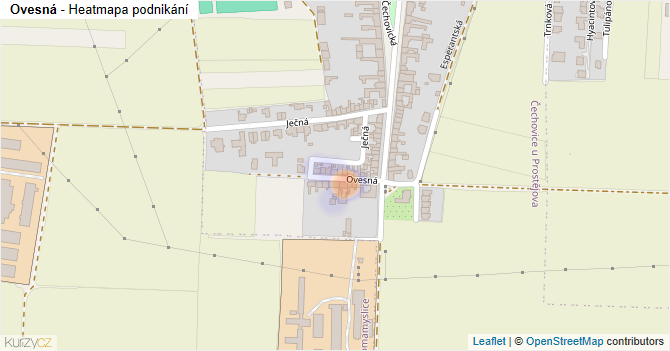 Ovesná - mapa podnikání