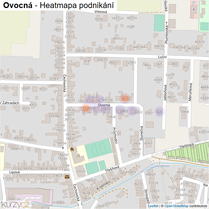 Mapa Ovocná - Firmy v ulici.