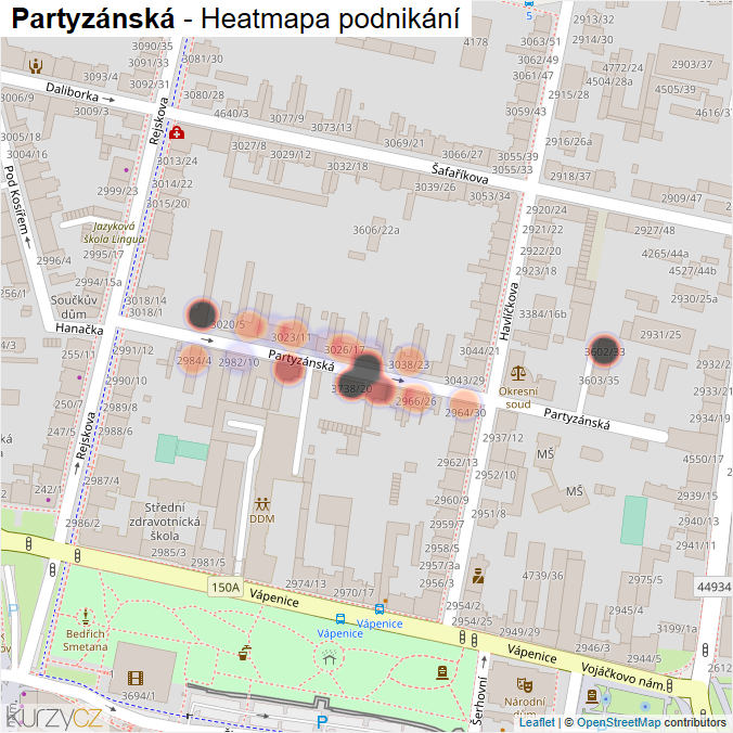 Mapa Partyzánská - Firmy v ulici.