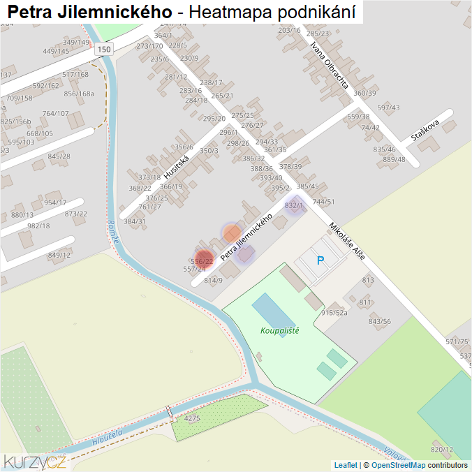Mapa Petra Jilemnického - Firmy v ulici.