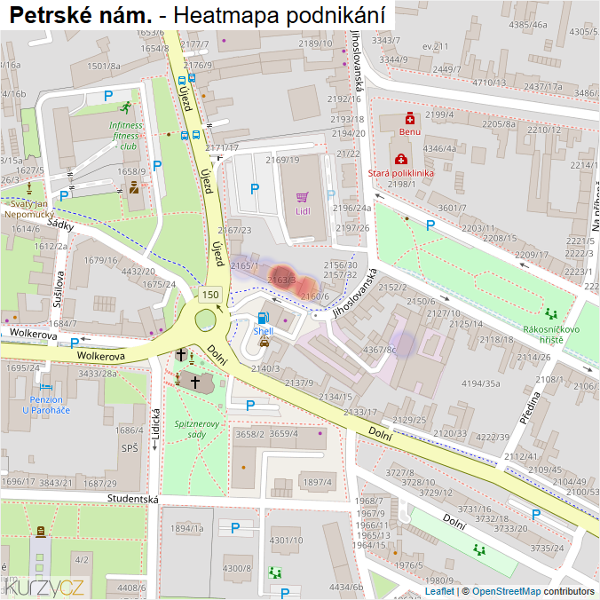 Mapa Petrské nám. - Firmy v ulici.