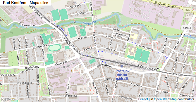 Pod Kosířem - mapa ulice