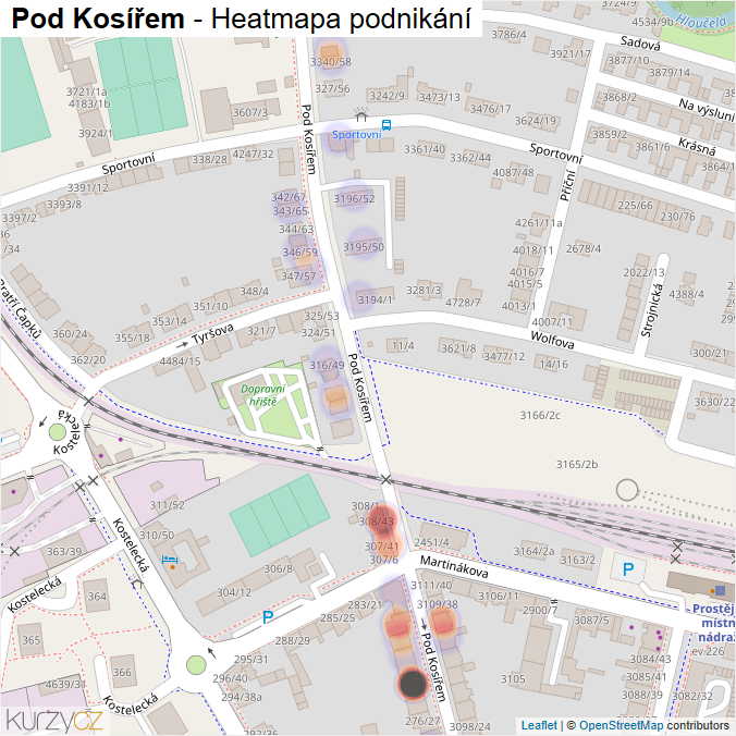 Mapa Pod Kosířem - Firmy v ulici.