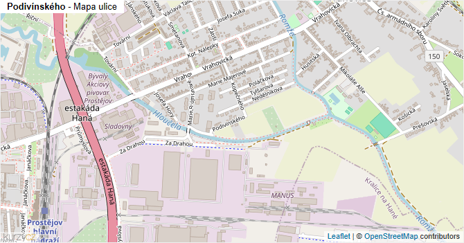Podivínského - mapa ulice