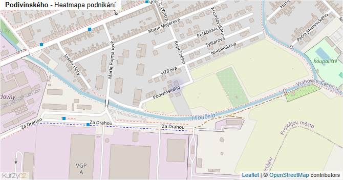 Podivínského - mapa podnikání