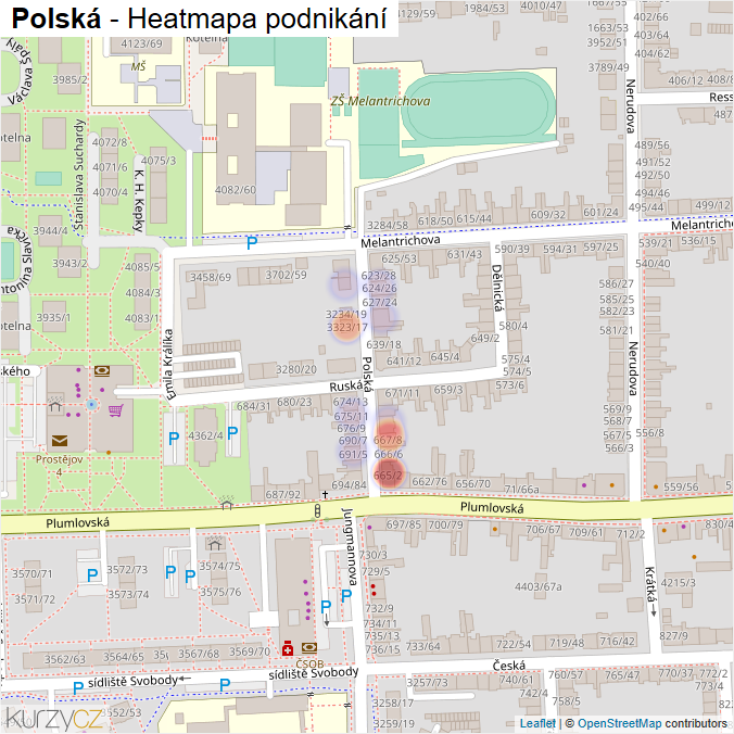 Mapa Polská - Firmy v ulici.