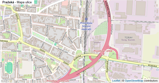 Pražská - mapa ulice