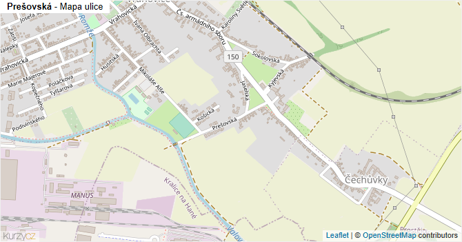 Prešovská - mapa ulice