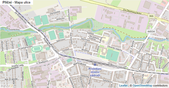Příční - mapa ulice