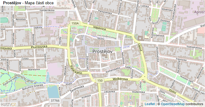 Prostějov - mapa části obce