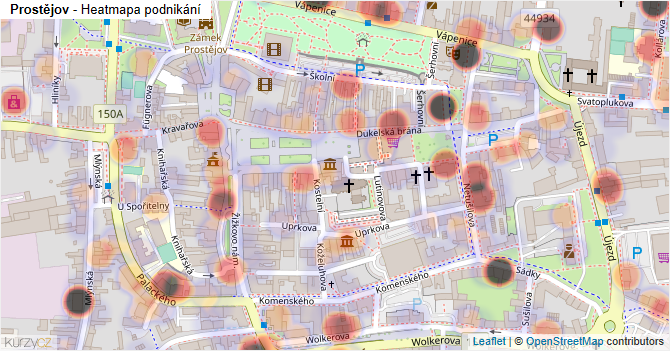 Prostějov - mapa podnikání