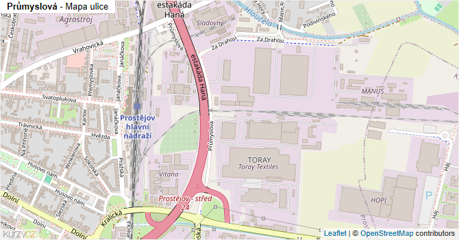 Průmyslová - mapa ulice