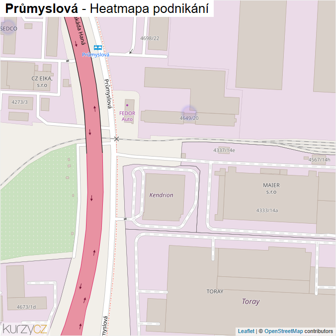 Mapa Průmyslová - Firmy v ulici.