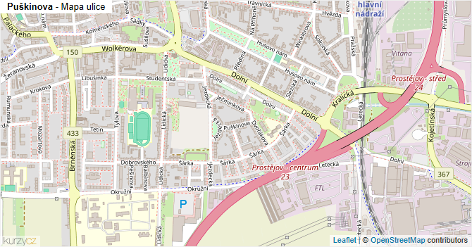Puškinova - mapa ulice