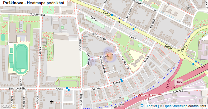 Puškinova - mapa podnikání