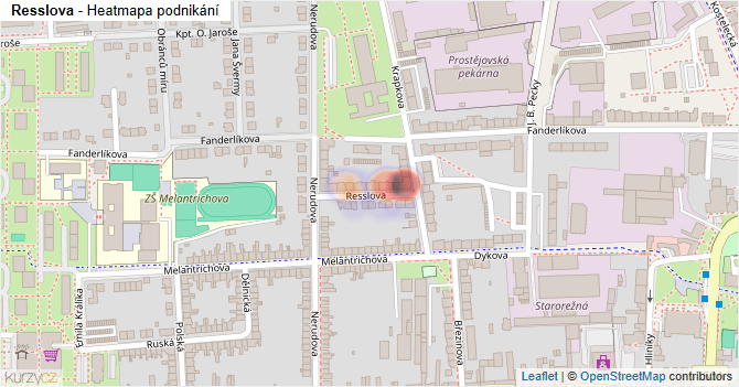 Resslova - mapa podnikání