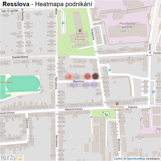 Mapa Resslova - Firmy v ulici.
