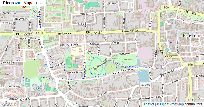 Riegrova - mapa ulice