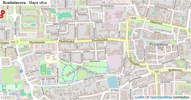 Rostislavova - mapa ulice