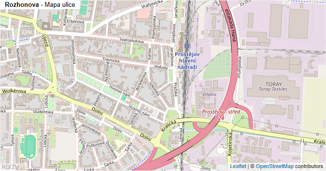 Rozhonova - mapa ulice