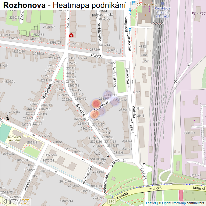 Mapa Rozhonova - Firmy v ulici.