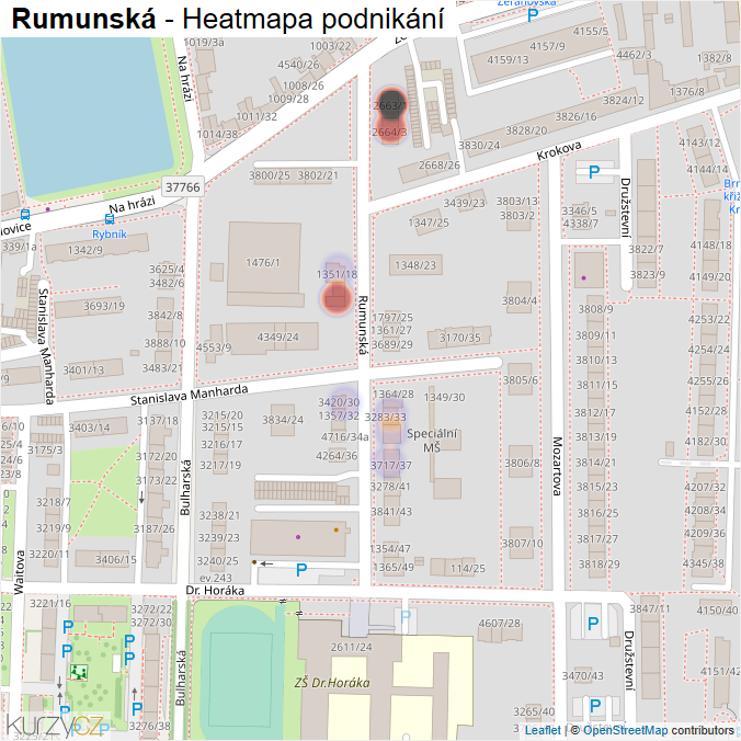 Mapa Rumunská - Firmy v ulici.