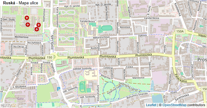 Ruská - mapa ulice
