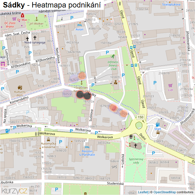 Mapa Sádky - Firmy v ulici.